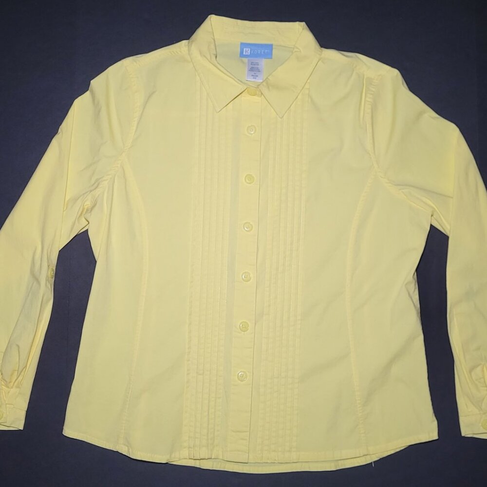 Koret Womens Yellow Long Sleeve Button Up Cotton Blouse Size 14